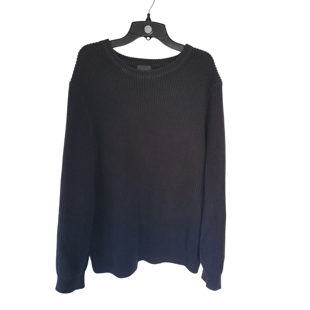 H&M Black Knit Crew Neck Long Sleeve Sweater Womens Size L HeavyWeight #18